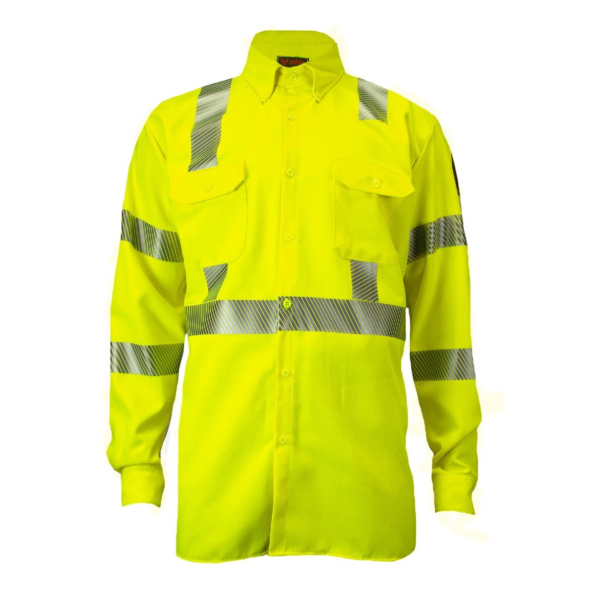 DRIFIRE ANSI Class 3 Hi-Vis FR Button Front Work Shirt in Lime Yellow